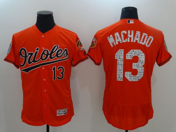 Men Baltimore Orioles #13 Manny Machad Orange 2017 Spring Training MLB Jerseys->baltimore orioles->MLB Jersey